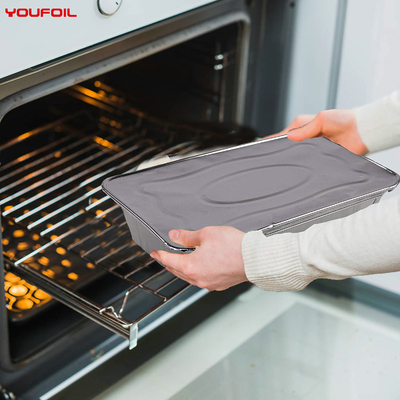 kupować Jednorazowy aluminiowy pojemnik na piknik z pokrywką do zamrażarki, piekarnika i kuchenki mikrofalowej online manufacture