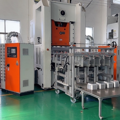 kupować Biała i pomarańczowa maszyna do produkcji pojemników z folii aluminiowej z prędkością 35-68 uderzeń/min online manufacture